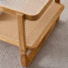 Modern simple rectangle double-layer solid wood Glass desktop tea table rattan woven Chinese side table small rectangle table suitable for living room, dining room and bedroom