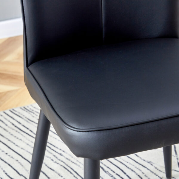 898542ecf493489eb05691fcf64286af_20231018_26549a840f16b28a214d5609ac0a8c92 Modern Black PU Chair Set - Two Pieces, The backrest has a vertical and smooth line design.Black Metal Leg.Suitable for placement in kitchen, living rooms, and other venues.W1151116750