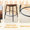 Fashionable and Comfortable - Two Sets Of Rrgonomic High Leg Bar Chairs, With Brown Technology Fabric Cushions That Are Soft And Comfortable,Black Metal Legs. The Total Height is 35.5 Inches.