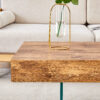 Natural Style MDF Coffee Table - 39.3"x21.6" with Tempered Glass Legs.Density Board Sticker,Reinforced Glass.