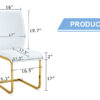 Luxury Simple Arch Chair - Set of 4 White PU Material High Resilience Dining Chair with Arched Metal Gold Leg.
