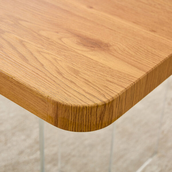 A modern minimalist wooden table with acrylic legs and rectangular tables. Computer desk. Dining table. Suitable for restaurants, living rooms, and kitchens. F-1298