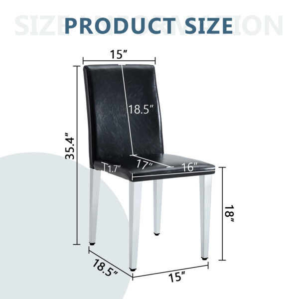 89cdc0a50767498ea7e93dd4177e087c_2f59d184fde3e9f64c866f19a7ca8e15 Two Black PU dining chairs,Silver Metal Legs.Simple and versatile, comfortable and accompanied. Exquisite and versatile dining chairs unlock a comfortable new experience.(Set of 2)