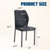 Luxury Simple Chair - Set of 6 BLACK PU Material High Resilience Dining Chair with Metal Black Leg.The Chair Back Has a Vertical Stripe Design With Smooth And Uniform Lines.