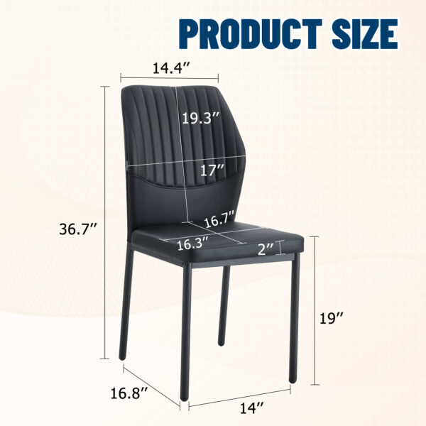 8a088ab2c2094387818547f0d108d2af_e64ecfaa3262282ec5f9ab7e5b158abb Luxury Simple Chair - Set of 6 BLACK PU Material High Resilience Dining Chair with Metal Black Leg.The Chair Back Has a Vertical Stripe Design With Smooth And Uniform Lines.