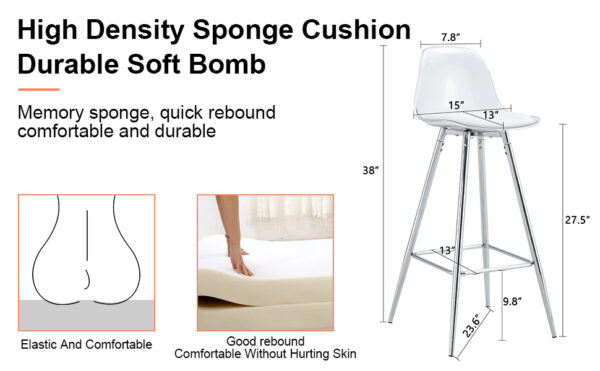 Modern and comfortable upholstered bar chairs, metal legs, small size bar chairs, suitable for part of the crowd, stylish design for dining room, kitchen, terrace and living room chairs.