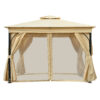 TREXM 10x12 Outdoor Gazebo Tent with Double Roofs, Patio Gazebo with Mosquito Netting and Privacy Screens, Patio Canopy for Shade and Rain for Backyard, Garden, Lawn and Deck (Beige)