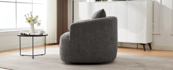 360° Swivel Chair, 38.2" Accent Chair Sofa, Upholstered Swivel Barrel Sofa Chair with a Throw Pillow for Living Room, Bedroom, Office and Hotel, Grey