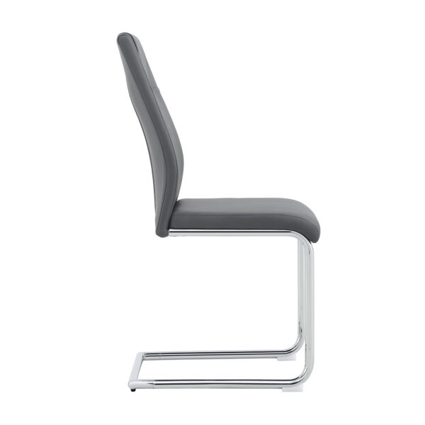 Modern Dining Chairs with Faux Leather Padded Seat Dining Living Room Chairs Upholstered Chair with Metal Legs Design for Kitchen, Living, Bedroom, Dining Room Side Chairs Set of 6 (Grey+PU)C-001