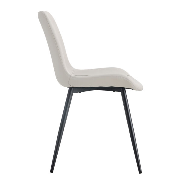 8aabef67cdf74d32a1cd4162b72b16ec_5f5e0cd4ee3d52d96412e8bbc9dc35a3 White artificial leather backrest cushion dining chair, black metal legs, curved widened cushion design for more comfort, suitable for restaurants, kitchens, bedrooms, offices.(6 chairs) 0502