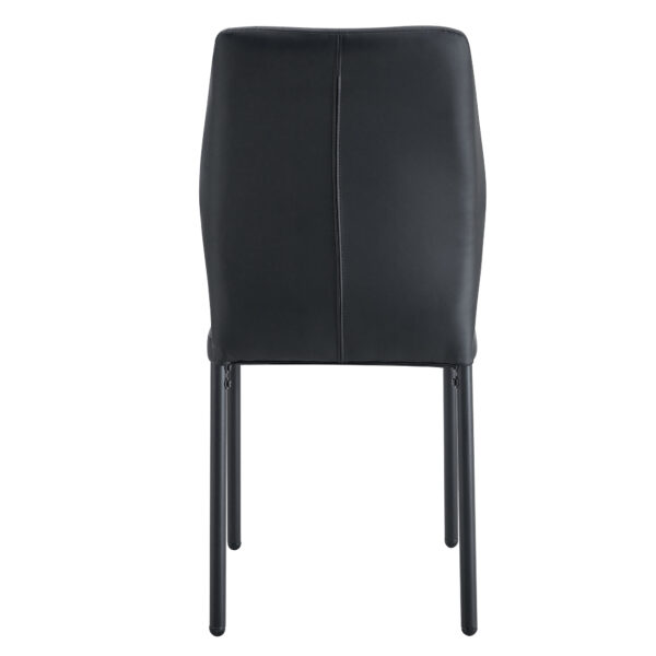 8b0d2d120d1c4a449c74e61ca1849492_acb67f00a2a5edc660949496e415cbe8 Luxury Simple Chair - Set of 6 BLACK PU Material High Resilience Dining Chair with Metal Black Leg.The Chair Back Has a Vertical Stripe Design With Smooth And Uniform Lines.