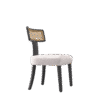Mid Century Modern Dining Chairs Set of 2,Solid Wood and Rattan Net Back,Dining Room Chairs Accent Side Chairs for Dining Room,Black Frame and Beige Set Coushion