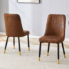Brown Suede-like Velvet Dining Chair Set (Two-Pack)Black Metal legs,dinning chairs,brown.