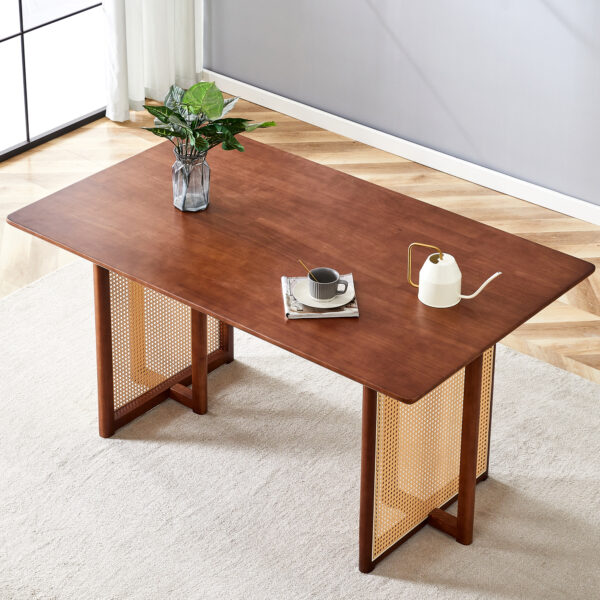 8b4e38f35b8e4318aef09b26f310895b_0fadd68766bdb02db6b7f2a3903b5ce6 Chinese country retro solid wood dining table,simple modern imitation rattan dining table.Suitable for dining room, living room, office.Natural Style Walnut Solid Wood Dining Table.
