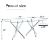 Large Modern Rectangular Glass Dining Table for 6-8 with 0.39" Tempered Glass Tabletop and Silver Chrome Metal Legs, for Kitchen.Tempered Glass Tabletop,Double Fork Metal Legs.W1151S03321