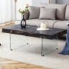 43.3"x23.6" Black Marble-Patterned MDF Coffee Table with Tempered glass legs.Suitable for Living Room.It can be used not only as a coffee table but also as a side table or display stand.