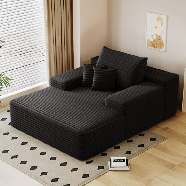 8b8cc643b72f46bb862766b9e787e407_c150a9dc2d2801137652638f9d44fae2 Modern Sofa bed lounger for moviebonus room,No Assembly Required,Black(Plush Corduroy Fabric)