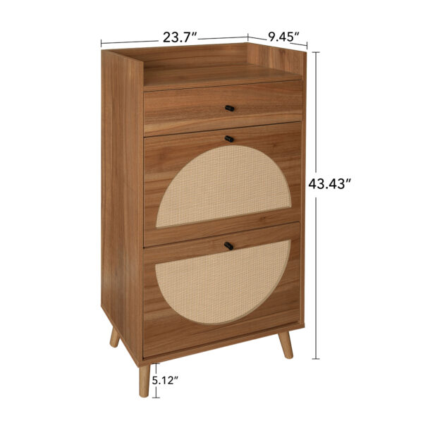 Rattan, Allen 2 Door 1 Drawer Cabinet, Shoe Rack, Double Layer, Suitable for Entrance