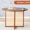 Chinese countryside retro solid wood round table, simple modern imitation rattan table, wooden table, desk. Suitable for dining room, living room, office