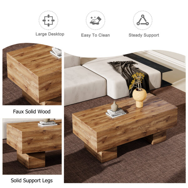 8c0c189e97d0404097669847218805b1_fe0402761bfed0e517adc41bbd897f99 This modern rectangular coffee table features a stylish wood color, making it an ideal addition to any living room or apartment, and measures 43.3 "x 21.6" x 17.2 ".W1151P168335