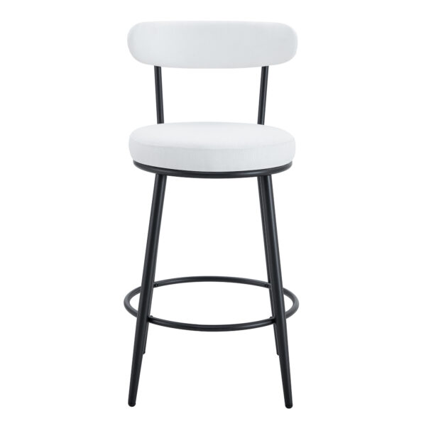 Fashionable and Comfortable - Two Sets of Ergonomic High Legged Bar Chairs,With White Fabric Cushions And a Total Height Of 35.5 Inches.Black And White Classic Color Scheme, Fashionable And Versatile.