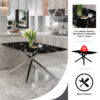 Large modern minimalist rectangular dining table with 0.39 "imitation marble black tabletop and silver metal legs, suitable for kitchen, dining room, living room, conference room.W1151S00985