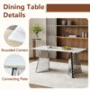 63"x31.5x30" Luxurious Snow Mountain Stone Sintered Stone Dining Table with Silver Stainless Steel Butterfly Legs.The tabletop is designed to be scratch and heat resistant.