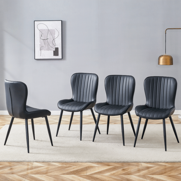 8c714ad29ac848b1930c280df1a89b17_8cafe8a24f81bc71969e75017fd28761 The Black Minimalist Ergonomic Dining Chair Comes In A Pack of 4, With A Comfortable Design Of Extended And Curved Seat Cushions, Unlocking A Comfortable And Minimalist New Sitting Posture.