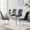 Modern Dining Chairs with Faux Leather Padded Seat Dining Living Room Chairs Upholstered Chair with Metal Legs Design for Kitchen, Living, Bedroom, Dining Room Side Chairs Set of 6 (Black+PU ) C-001