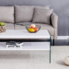 Three levels of bedside tables. The board surface is MDF, with white stickers, and both sides are transparent tempered glass. The design is simple and generous, with storage function.