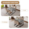 Table and chair set. Modern minimalist grey marble textured MDF dining table with metal frame.Paired with 4 brown technology fabric chairs with Featuring arched black legs.