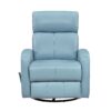 Glider Recliner Chair with Swivel Motion Blue Leather Upholstery Solid Wood Comfort Luxury Living Room Furniture 1pc