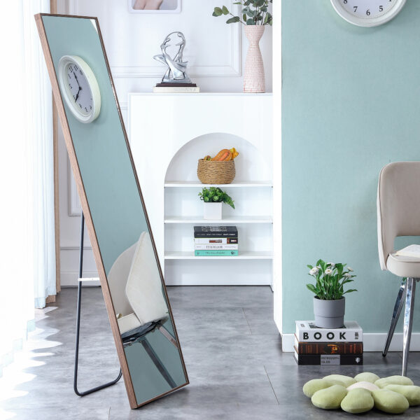 8d9deec9e4dc4d9cb5cb2d84ce9380ab_20230825_f41bc353a84cbf03918e1abaa9caf721 4rd generation packaging upgrade brown solid wood frame full body mirror, dressing mirror, decorative mirror, clothing store, floor standing mirror. W1151124247