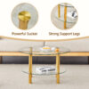 Contemporary Minimalist Double Layer Tempered Glass Coffee Table - 27.5" Top and 23.6" Bottom.Reinforced Glass Tabletop,Stainless Steel Gold Plated Legs.