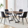 Modern minimalist multifunctional lifting table, with a 0.8-inch wood grain process sticker desktop and black metal legs, can be used as a dressing table, coffee table, dining table, and office table