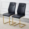 Modern dining chairs with faux leather padded seats, dining room chairs, gold metal leg upholstered chairs, suitable for kitchens, living rooms, bedrooms, and offices, set of 4 (black+PU leather)C-001