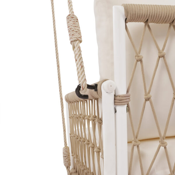 TREXM 1-Piece Woven Rope Outdoor Swing Sofa with Soft Cushions Seating 2 for Patio, Courtyard and Balcony (Beige)