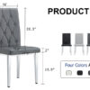 4 piece set of gray armless dining chairs brings a touch of elegance and mystery to the dining area with its deep gray tone,The grid and buckle design of the back add a vintage yet fashionable touch