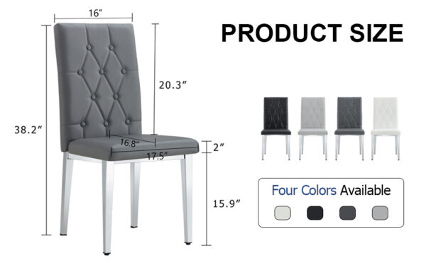 8defe20eb05b4a79b4ed5f5a9179555e_0cf4e05151a97053b957d9e1f78573a7 4 piece set of gray armless dining chairs brings a touch of elegance and mystery to the dining area with its deep gray tone,The grid and buckle design of the back add a vintage yet fashionable touch