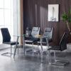 Modern Dining Chairs with Faux Leather Padded Seat Dining Living Room Chairs Upholstered Chair with Metal Legs Design for Kitchen, Living, Bedroom, Dining Room Side Chairs Set of 6 (Black+PU ) C-001