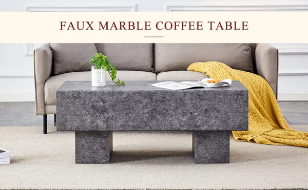 8df9e57458094cbe9580de179663b554_f68f2401b88d2b83b5aae81f7e3bc98d Modern Simple Gray Texture MDF Coffee Table - 43.3"x21.6"x17.2" Practical Model.Making it an ideal addition to any living room or apartment.