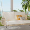 TREXM 1-Piece Woven Rope Outdoor Swing Sofa with Soft Cushions Seating 2 for Patio, Courtyard and Balcony (Beige)
