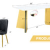 Table and chair set.63"x31.5x30" Luxurious Snow Mountain Patterned Sintered Stone Table with Stainless Steel Butterfly Legs.Paried With 4 White PU Chairs with Simple Line Designs On The Backrest.