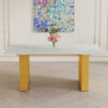 Large modern rectangular table with 0.4 inch patterned tabletop and large MDF table legs, suitable for kitchen, dining room, and living room 71 "* 35.4" * 30 "  1546