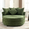 Orisfur. 360° Swivel Accent Barrel Chair with Storage Ottoman & 4 Pillows, Modern Chenille Leisure Chair Round Accent for Living Room, Green