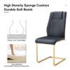 Modern dining chairs with faux leather padded seats, dining room chairs, gold metal leg upholstered chairs, suitable for kitchens, living rooms, bedrooms, and offices, set of 6 (black+PU leather)C-001