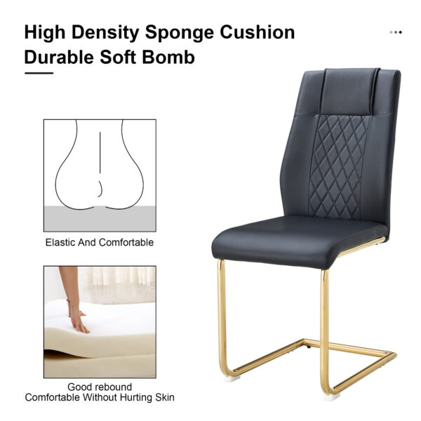 8e2d908d3b874f519afef8d3cd09595b_20230904_e00bd60b07f52d1cad4bb2aa34d0fdd7 Modern dining chairs with faux leather padded seats, dining room chairs, gold metal leg upholstered chairs, suitable for kitchens, living rooms, bedrooms, and offices, set of 6 (black+PU leather)C-001