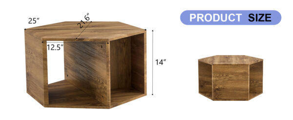 8e4b4e872b7545ba97e5bdfefc5448a0_85cfa08c4e131694f526ac7023e8120a Hexagonal MDF coffee table, characteristic pattern stickers, multi-hole design to give more storage space, simple and convenient design makes it suitable for all kinds of style scenes.