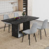 Table and chair set.Black Marble Pattern MDF Dining Table Set - 63"x35.4" with 4 Light Gray Linen Fabric Chairs.Integrated Seat and Backrest,Linen-Cotton Material.Suitable for kitchen,Dining room,etc.
