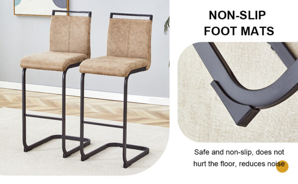 8e6e0348e994406bbb433781dc310cb3_31ef630979bf748a2a15784b07d0b0aa 42.5 Inch Tall Brown Tech Fabric Bar Stool - A Perfect Combination of Modern Design, Comfort, and Stability.A Set of 2.Suitable Not Only For Home Use But Also For Bars, Restaurants,And Other Settings.